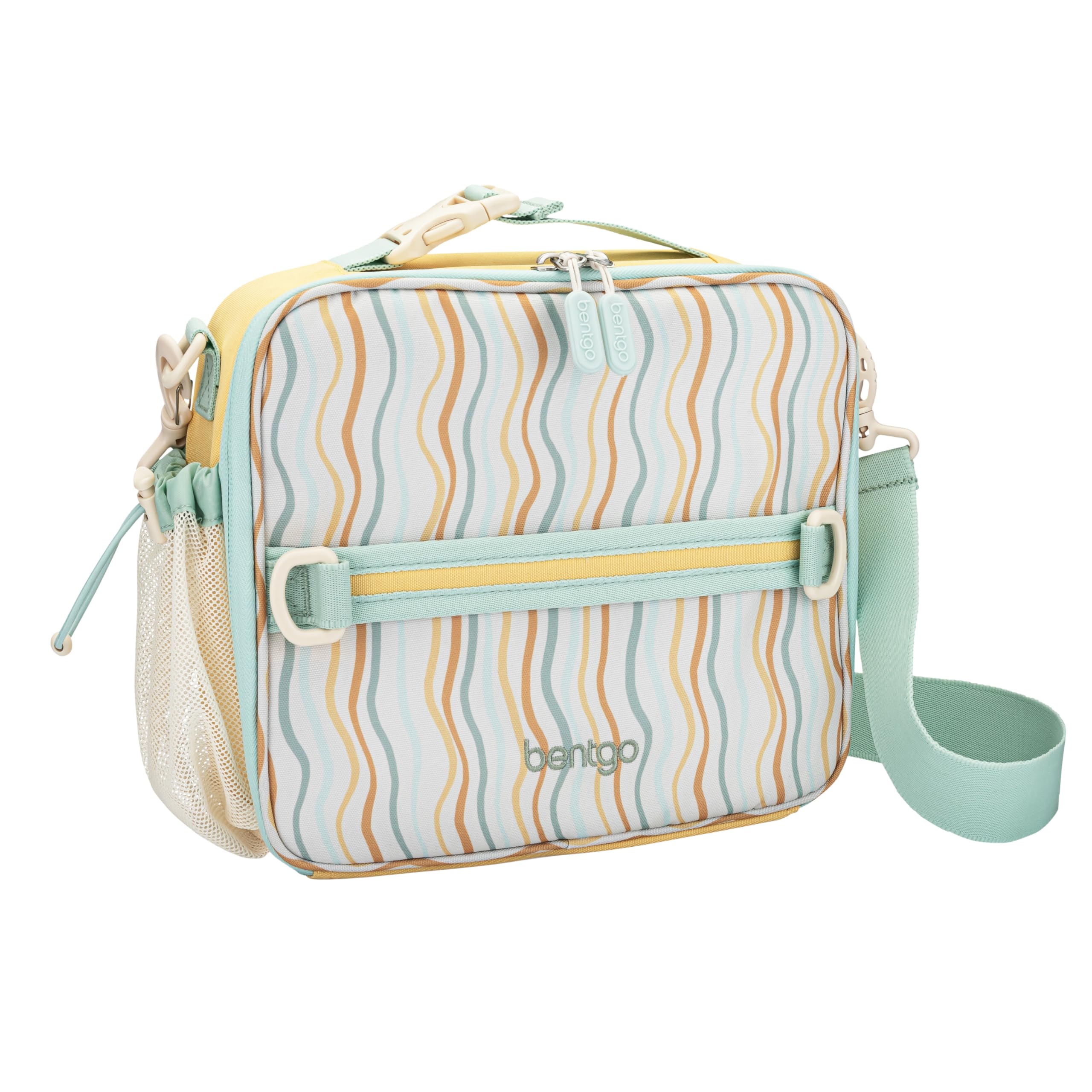 Bentgo Kids Lunch Bag - Double-Insulated, Reusable Lunch Bag for Kids 3+ with Adjustable Strap; Holds Lunch Box/Water Bottle/Snacks; Easy-Clean, Water-Resistant & Pockets (Sports)