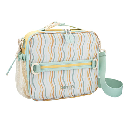 Bentgo Kids Lunch Bag - Double-Insulated, Reusable Lunch Bag for Kids 3+ with Adjustable Strap; Holds Lunch Box/Water Bottle/Snacks; Easy-Clean, Water-Resistant & Pockets (Sports)