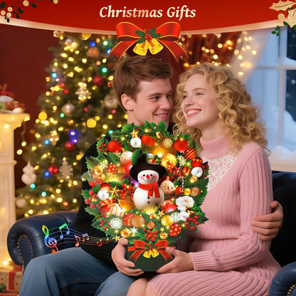 Christmas Cards with Lights and Music, Christmas Bouquet with Snowman, Popup Musical Greeting Card for Holiday New Year