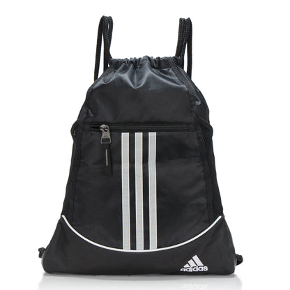 adidas Alliance Sackpack, Drawstring Backpack, Lightweight Small Gym Bag for Women and Men, Black, One Size