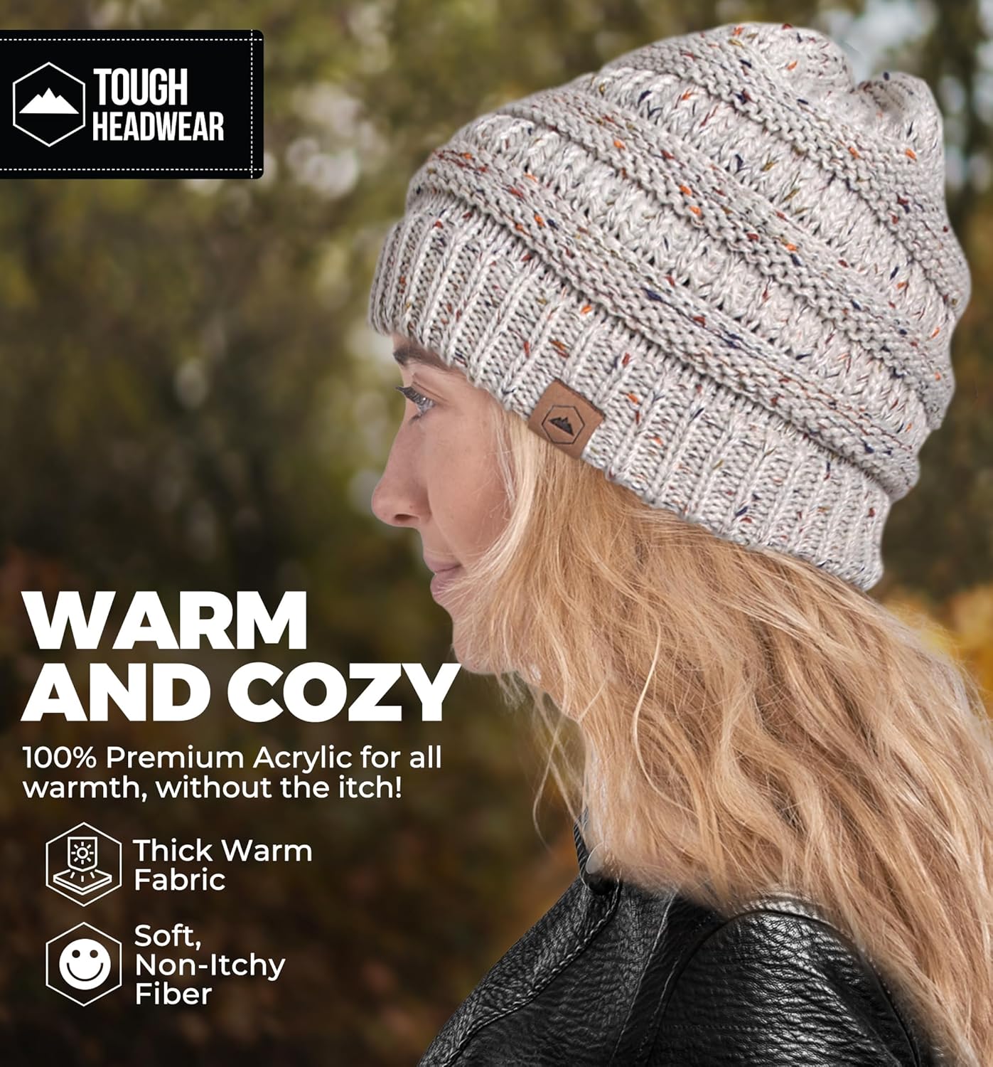 Tough Headwear Womens Winter Hat - Warm Chunky Cable Knit Beanies - Winter Beanie Hats for Women Cold Weather - Beanies Women