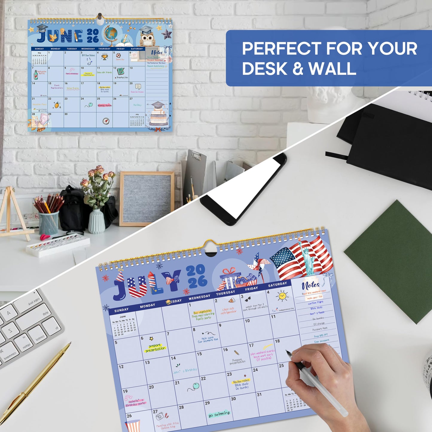 2026 Calendar, Monthly Wall Calendar from October 2025 to June 2027, 11.5" x 14.7", Spiral Binding Hanging Wall Calendar, Perfect for Home or Office,Floral