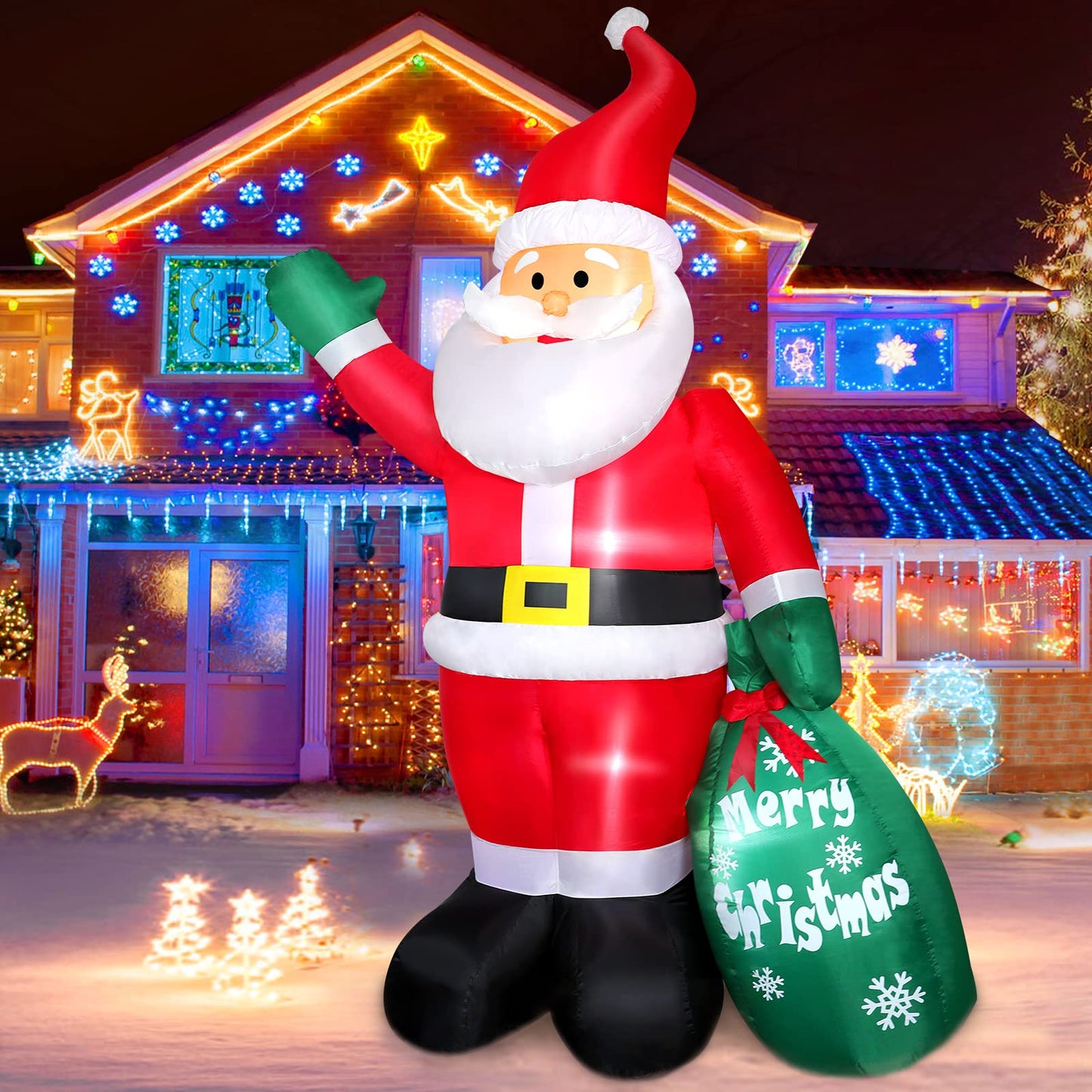 6FT Christmas Inflatable Polar Bear with Penguins Outdoor Decorations, Blow up 2 Penguins Fishing on Big Polar Bear with Bright LED Lights for Xmas Decor Outside Indoor Yard Garden Lawn Holiday Party