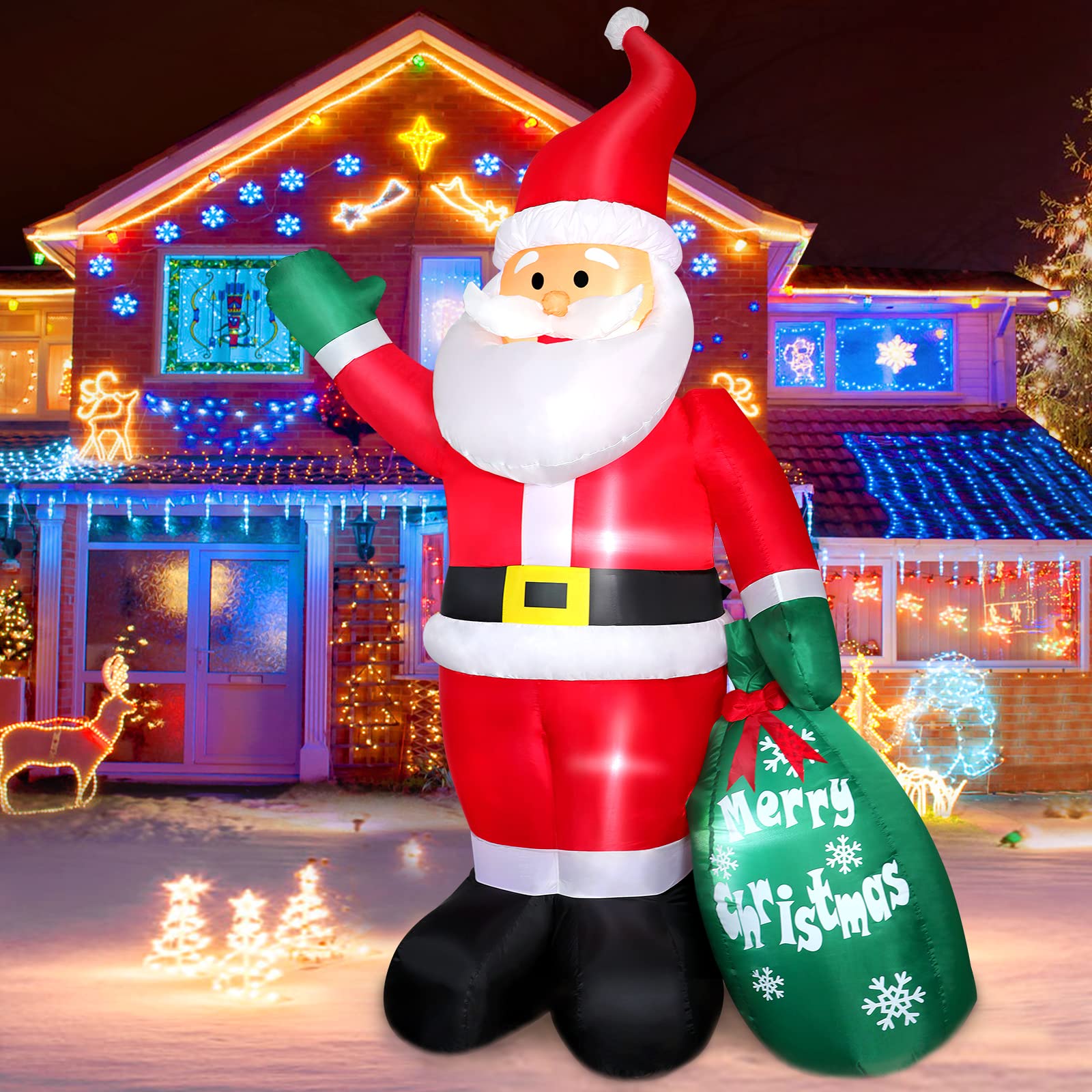 6FT Christmas Inflatable Polar Bear with Penguins Outdoor Decorations, Blow up 2 Penguins Fishing on Big Polar Bear with Bright LED Lights for Xmas Decor Outside Indoor Yard Garden Lawn Holiday Party