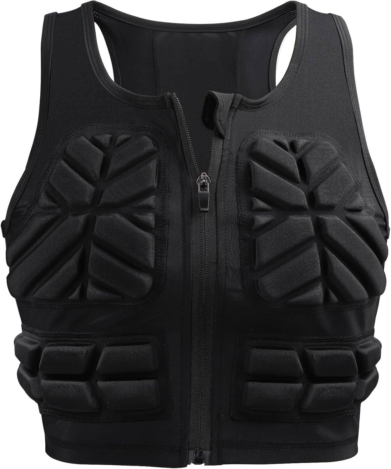 Protective Padded Vest for Women Zip Chest Rib Protector Impact Protection Compression Vests for Football Rugby