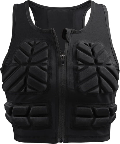 Protective Padded Vest for Women Zip Chest Rib Protector Impact Protection Compression Vests for Football Rugby