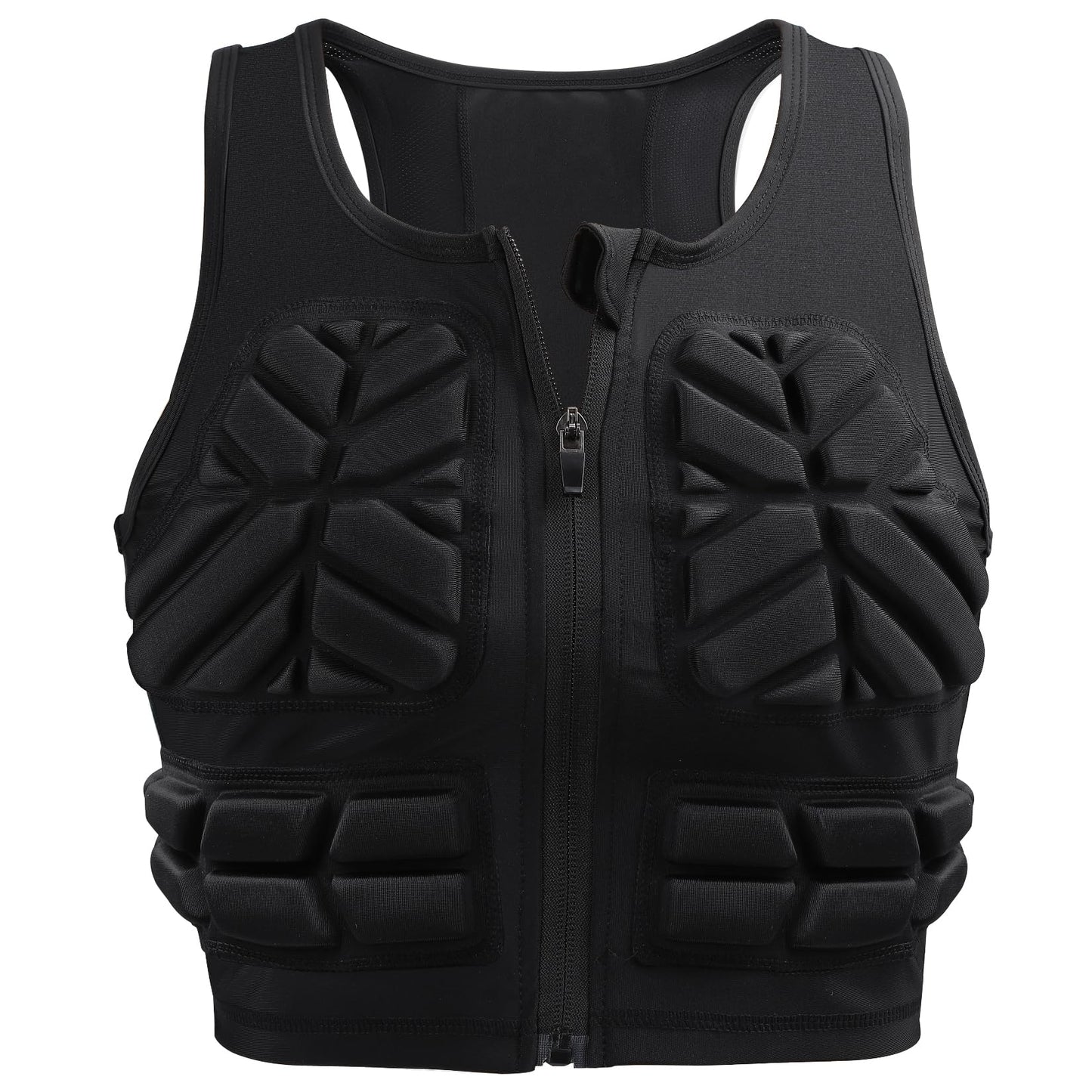 Protective Padded Vest for Women Zip Chest Rib Protector Impact Protection Compression Vests for Football Rugby