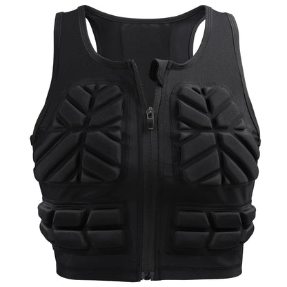 Protective Padded Vest for Women Zip Chest Rib Protector Impact Protection Compression Vests for Football Rugby