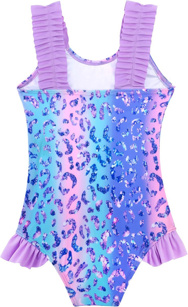 XiaoMoSha Girls One Piece Swimsuit Ruffled Straps Bathing Suits Summer Swim Suit Quick Dry Beach Swimwear for Kids 3-10 Years