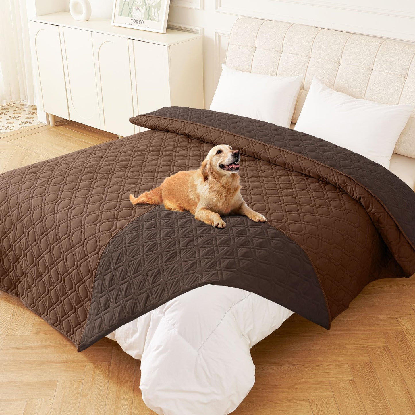 hyha Waterproof Dog Bed Blanket, Soft Pet Blankets, Waterproof Couch Cover for Dogs, Reversible Sofa Covers Washable for Furniture (30x70 Inch, Grey/Dark Grey)