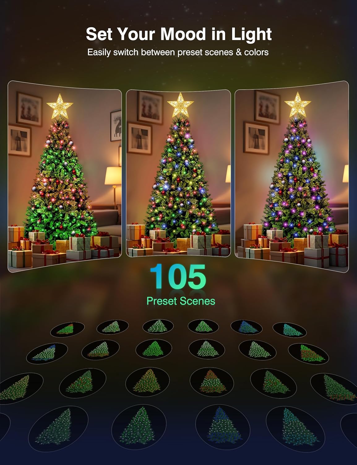 Brightown 6FT Christmas Tree, Prelit Lighted Artificial Tree, Pre Lit Christmas Trees for Holiday, Vacation, Xmas