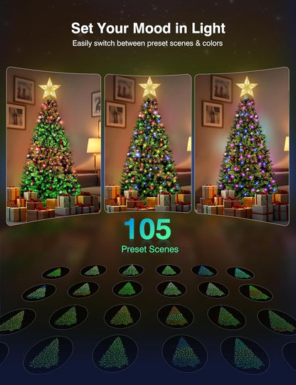 Brightown 6FT Christmas Tree, Prelit Lighted Artificial Tree, Pre Lit Christmas Trees for Holiday, Vacation, Xmas