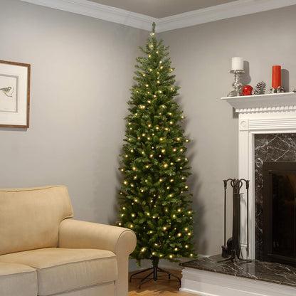 National Tree Company 7 ft Pre-Lit Kingswood Fir Slim Artificial Christmas Tree, 300 Clear Lights, 892 Tips, Includes Stand, Green
