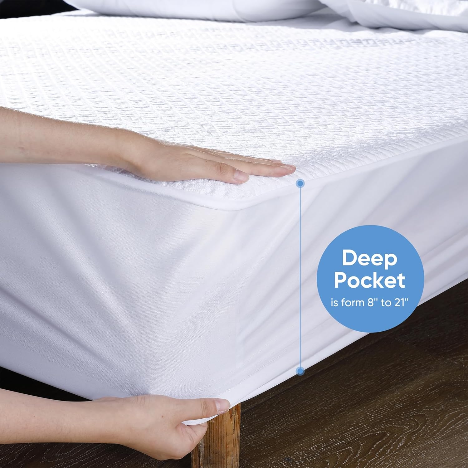 Cooling Waterproof Mattress Protector King Size, Mattress Cover 3D Air Fabric Mattress Pad Cover Smooth Soft Breathable Noiseless, 8''-21'' Deep Pocket