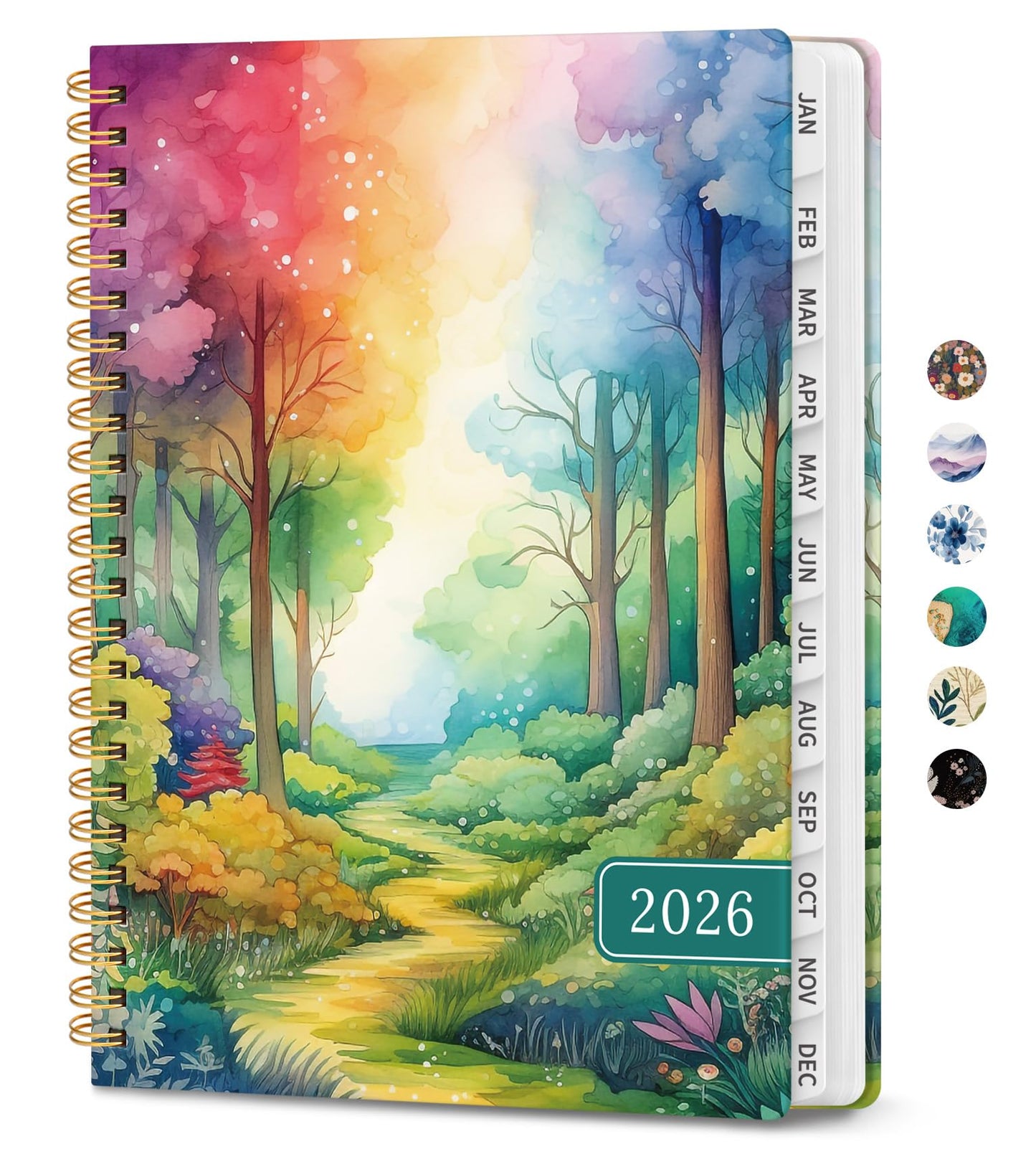 Hardcover 2026 Planner, Weekly and Monthly Calendar, Jan - Dec 2026 Planner Book with Tabs for Women, Inner Pocket, Spiral Bound, Perfect for Office/Home/School Supplies, Petals, A5, 6.3" x 8.5"