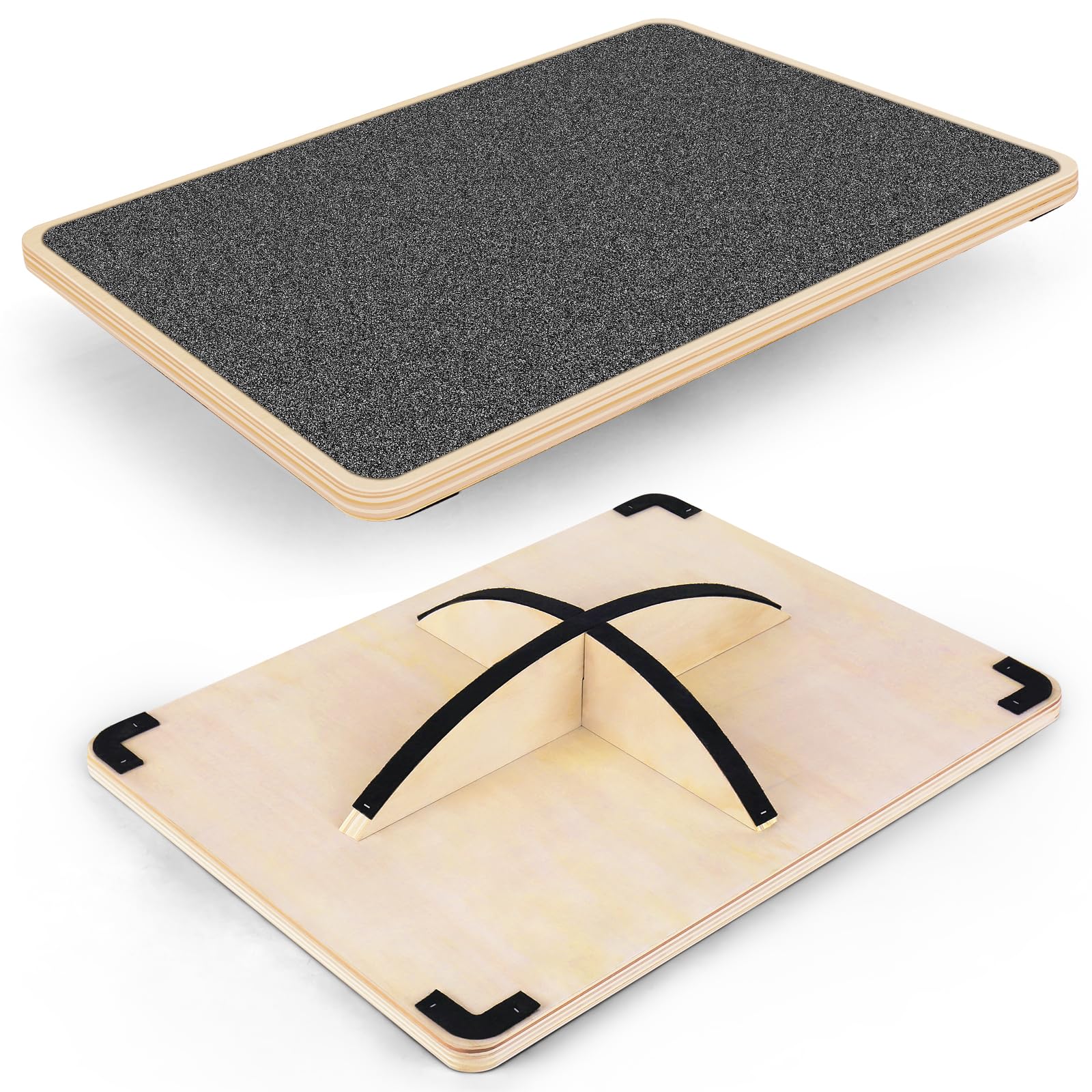 Professional Balance Board for Adults - Anti-Slip 350LBS Wobble Board for Physical Therapy, Standing Desk, Core Strength - Wooden Rocker Board