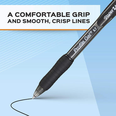 Paper Mate Gel Pen Profile Retractable Pen 0.7mm Blue 12 Count