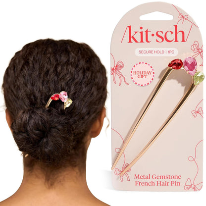 Kitsch Metal French Hair Pin for Women - Elegant Hair Accessories, Ideal for Buns & French Twist, Designed for a Secure, Comfortable Fit | Ideal Gifts for Women - Hematite
