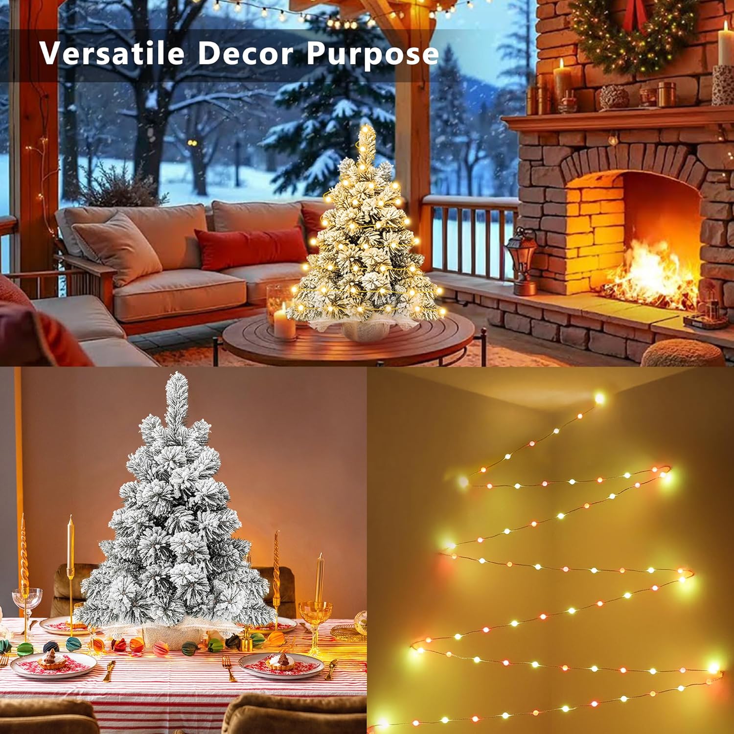 Brizled Snow Flocked Smart Christmas Tree, 2ft Mini Christmas Tree with 100 LED RGB Light, App/Voice Control 159+ Scenes Tabletop Xmas Tree USB C Music Small Tree Work with PD Power for Fireplace Desk