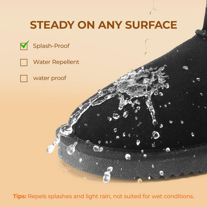 DREAM PAIRS Ankle Winter Mini Boots for Women Genuine Suede Faux Fur Lining Water Resistant Warm Snow Boots Slip On Memory Foam Comfort Booties FuzzyClassic