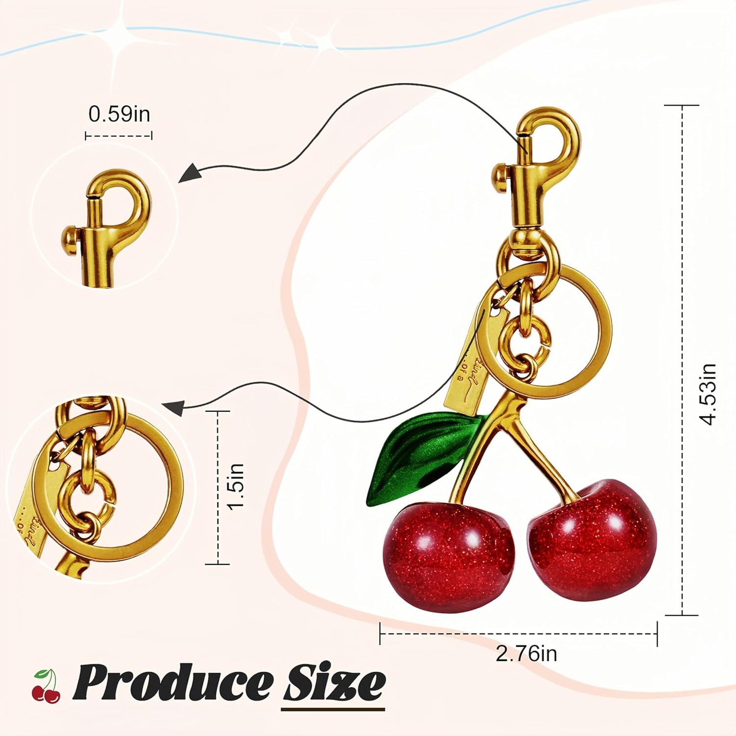 Cherry Bag Charm Purse Charms Keychain- Car Cherry Accessories Women Birthday Christmas Women Mothers Day Gifts
