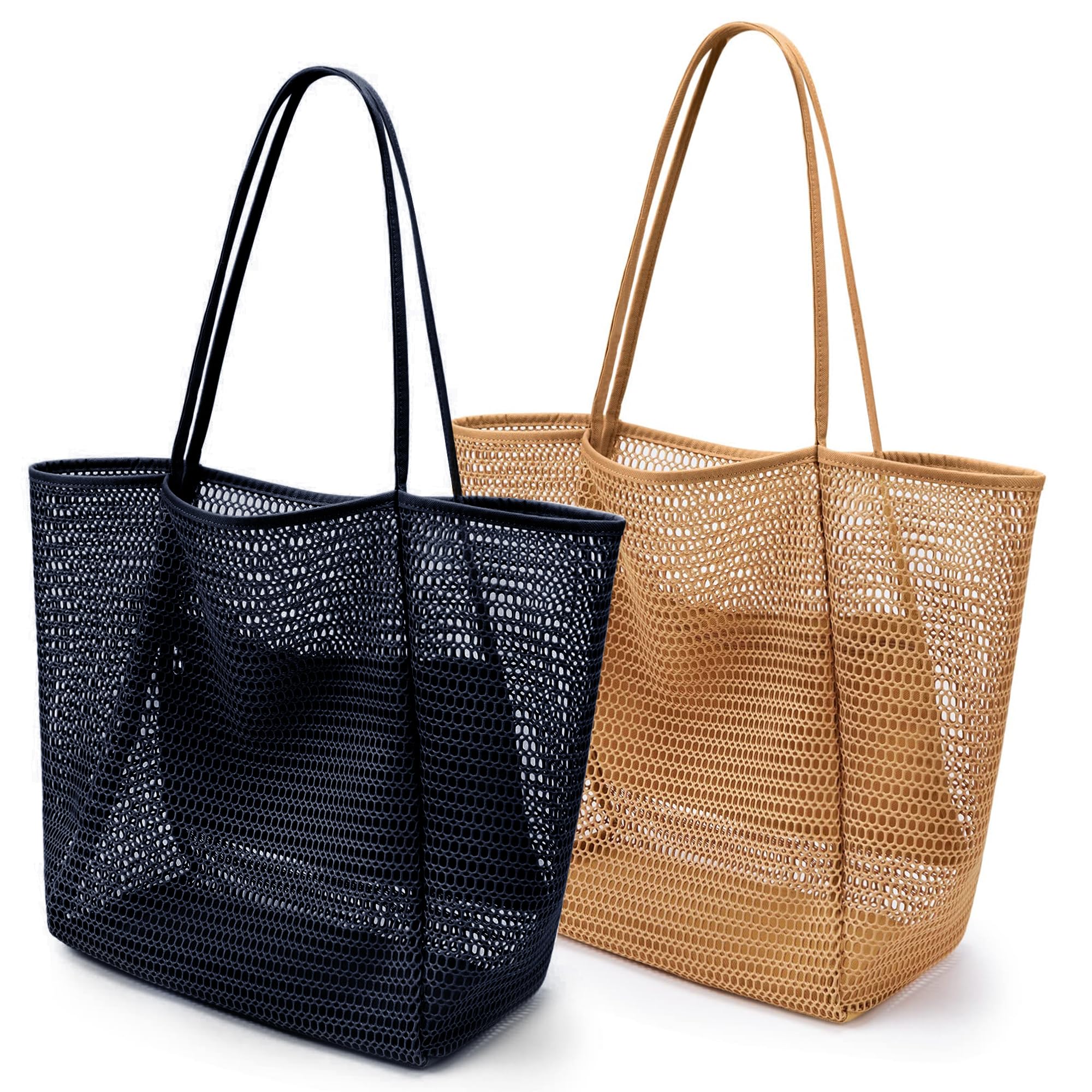 VOROLO Mesh Tote Beach Bag,Women Fairycore Hobo Bag,Shoulder Bag,Soft Summer Casual Crochet Bags
