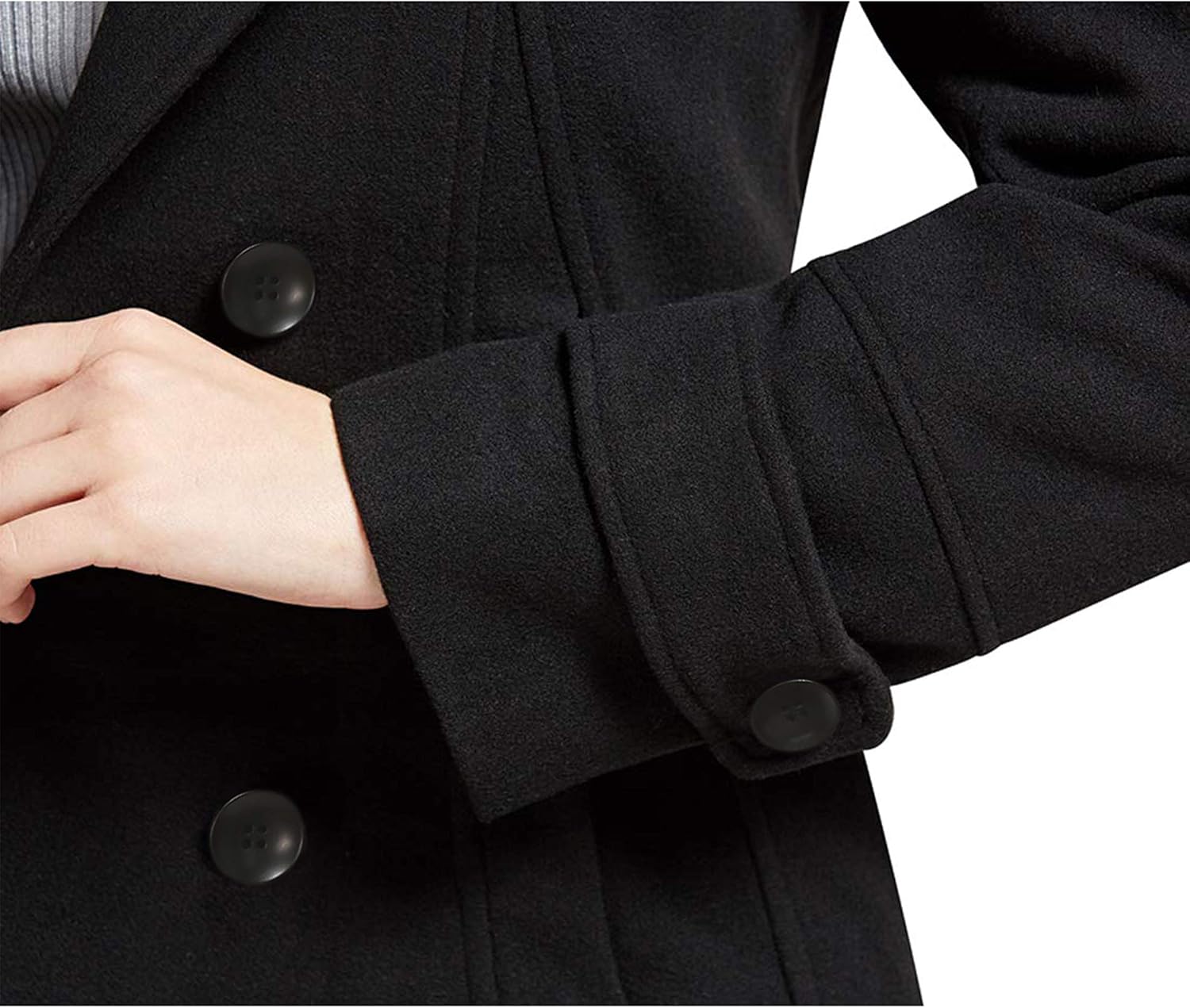 Tanming Women's Warm Double Breasted Wool Pea Coat Trench Coat Jacket with Hood