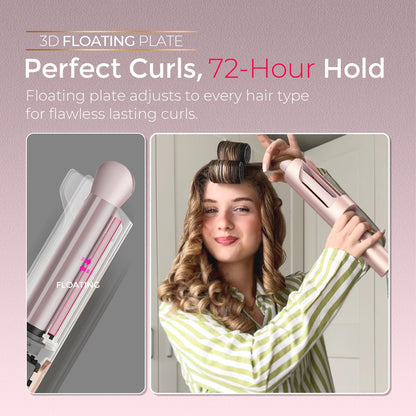 Upgraded Automatic Rotating Curling Iron - TYMO CurlPro Plus Long Barrel Curling Wand for Long Hair, Ceramic Hair Curler for Women, Anti-Scald, Tangle-Free, 600M Ionic, Dual Voltage, Gold, 1 Inch