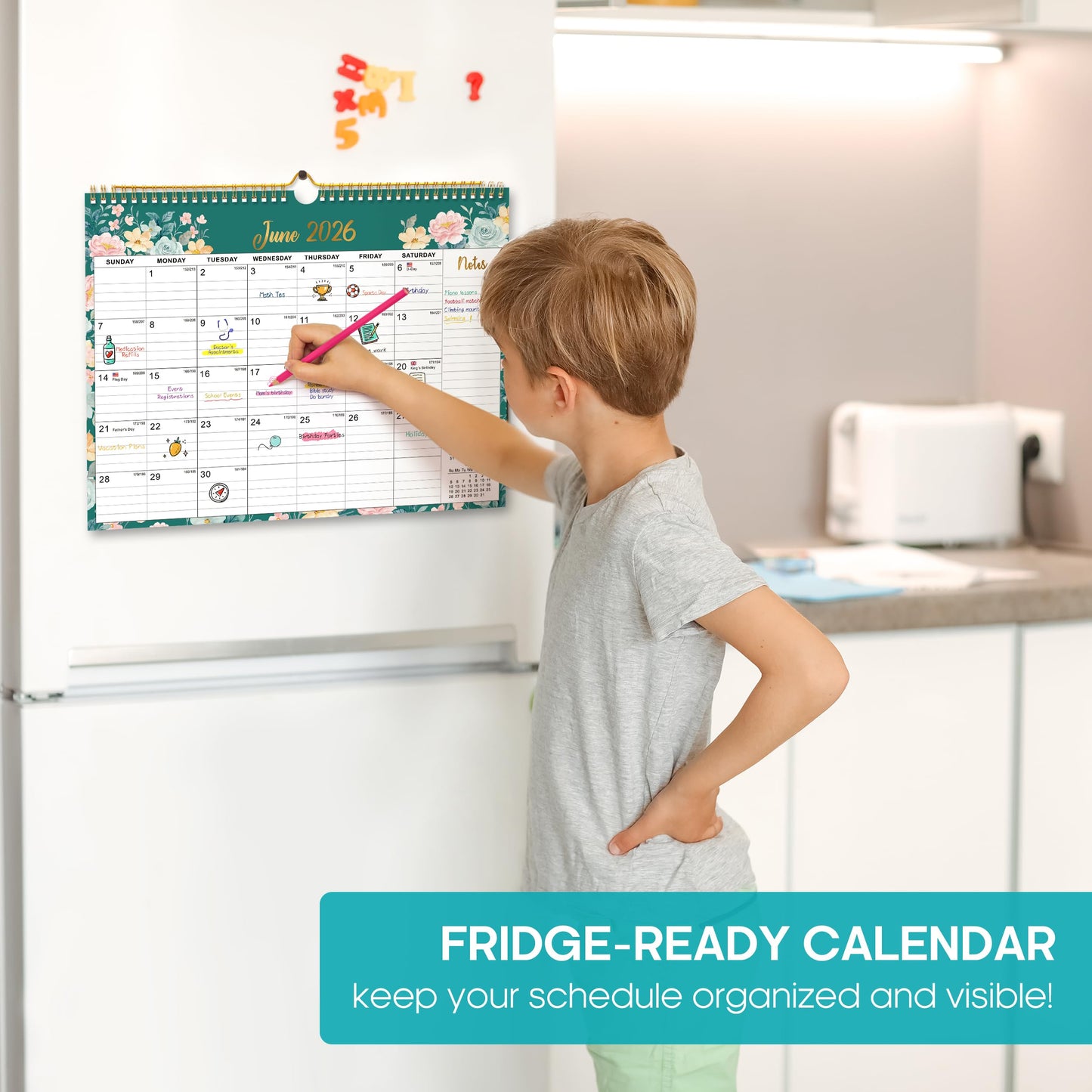 2026 Calendar, Monthly Wall Calendar from October 2025 to June 2027, 11.5" x 14.7", Spiral Binding Hanging Wall Calendar, Perfect for Home or Office,Floral