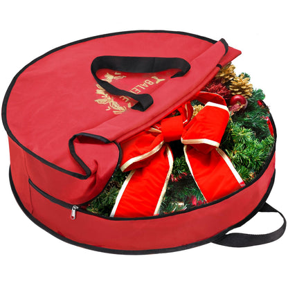 BALEINE 2 Pack Wreath Storage Container, Christmas Wreath Storage Bag with Reinforced Handle for Holiday Xmas (Green, 24"X8")