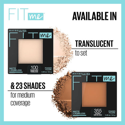 Maybelline Fit Me Matte + Poreless Pressed Face Powder Makeup & Setting Powder, Classic Ivory, 1 Count