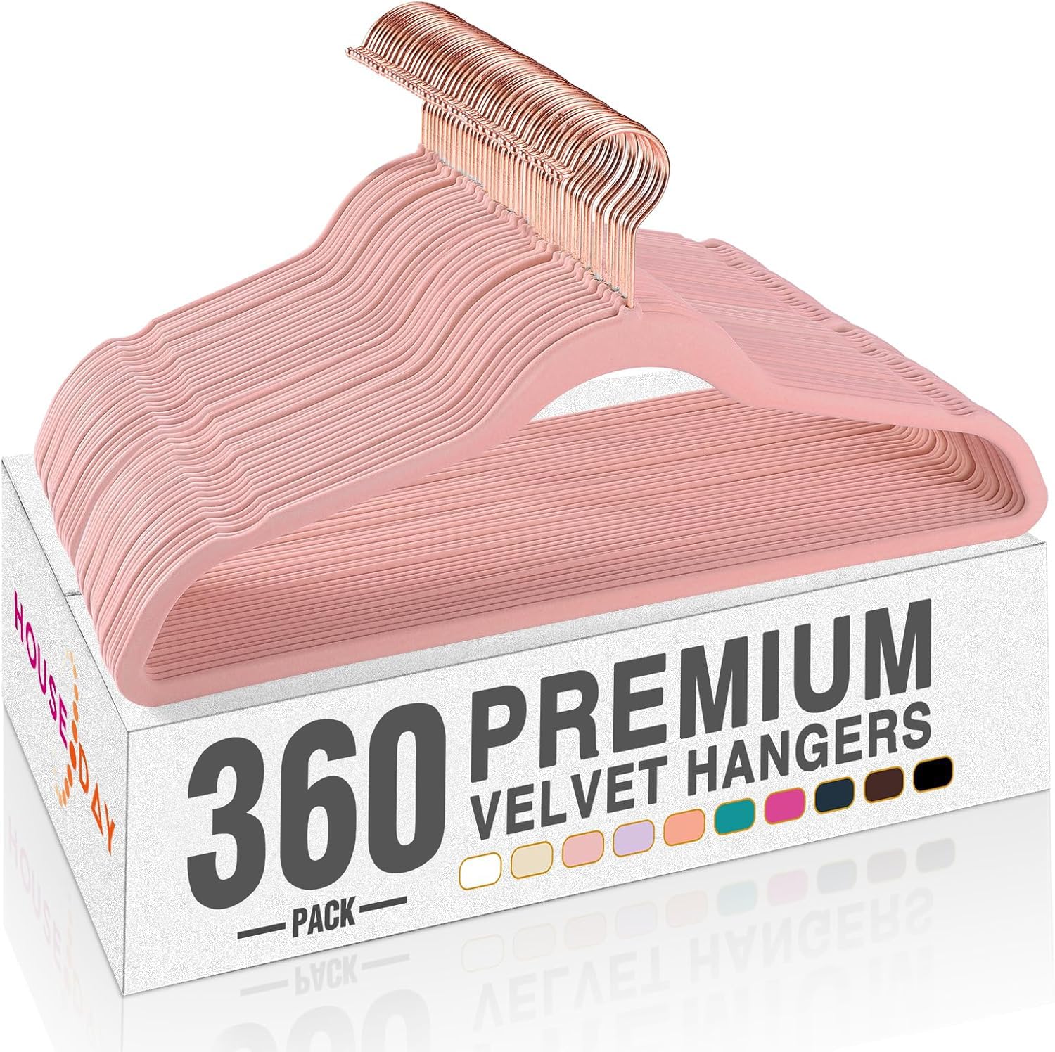 HOUSE DAY Black Velvet Hangers 60 Pack, Non Slip Clothes Felt Hanger Heavy Duty for Coat, Premium Slim Space Saving Suit Hangers for Closet Organizer, 360° Rotating Silver Hook