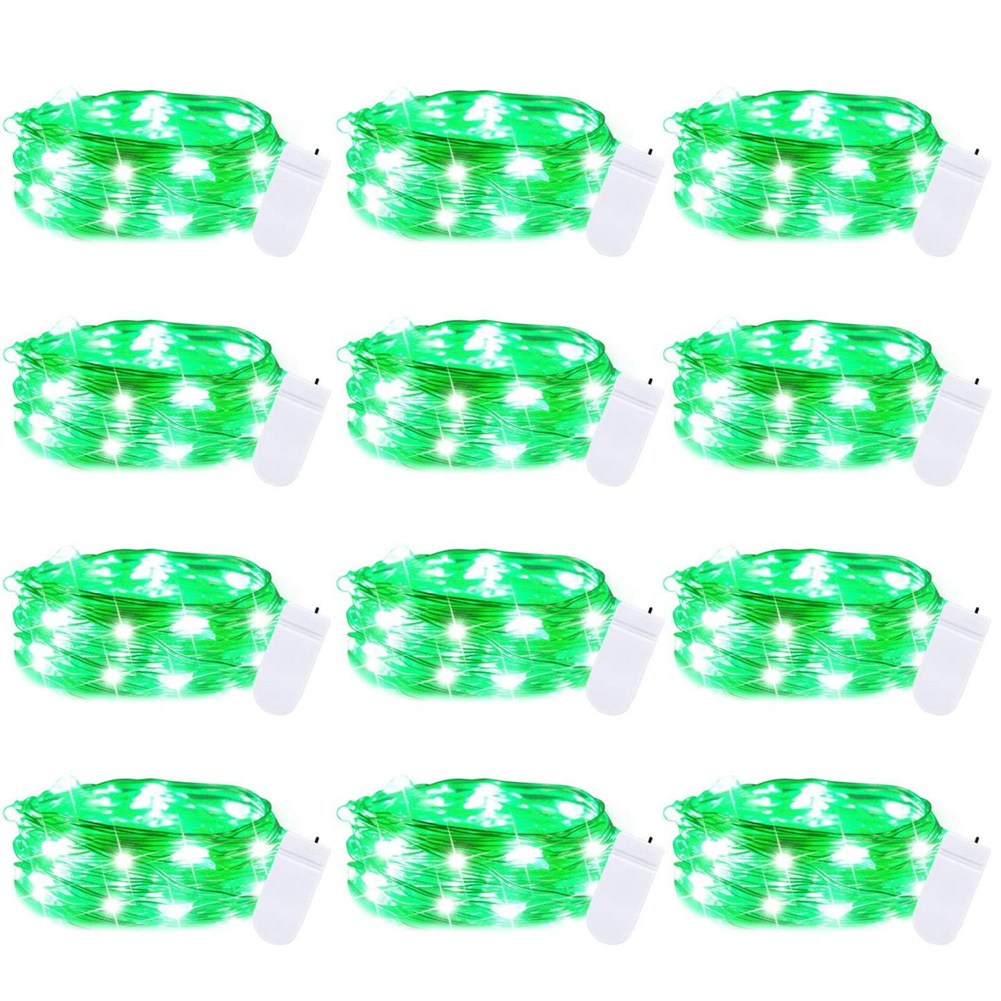 Brightown 12 Pack LED Fairy Lights Battery Operated String Lights - 7ft 20LED Waterproof Silver Wire Firefly Starry Moon Lights for DIY Crafts Wedding Table Centerpieces Party Bedroom Christmas