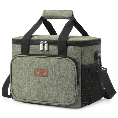 Lifewit Medium Lunch Bag Insulated Lunch Box Soft Cooler Cooling Tote for Adult Men Women, Black 12-Can (9L)