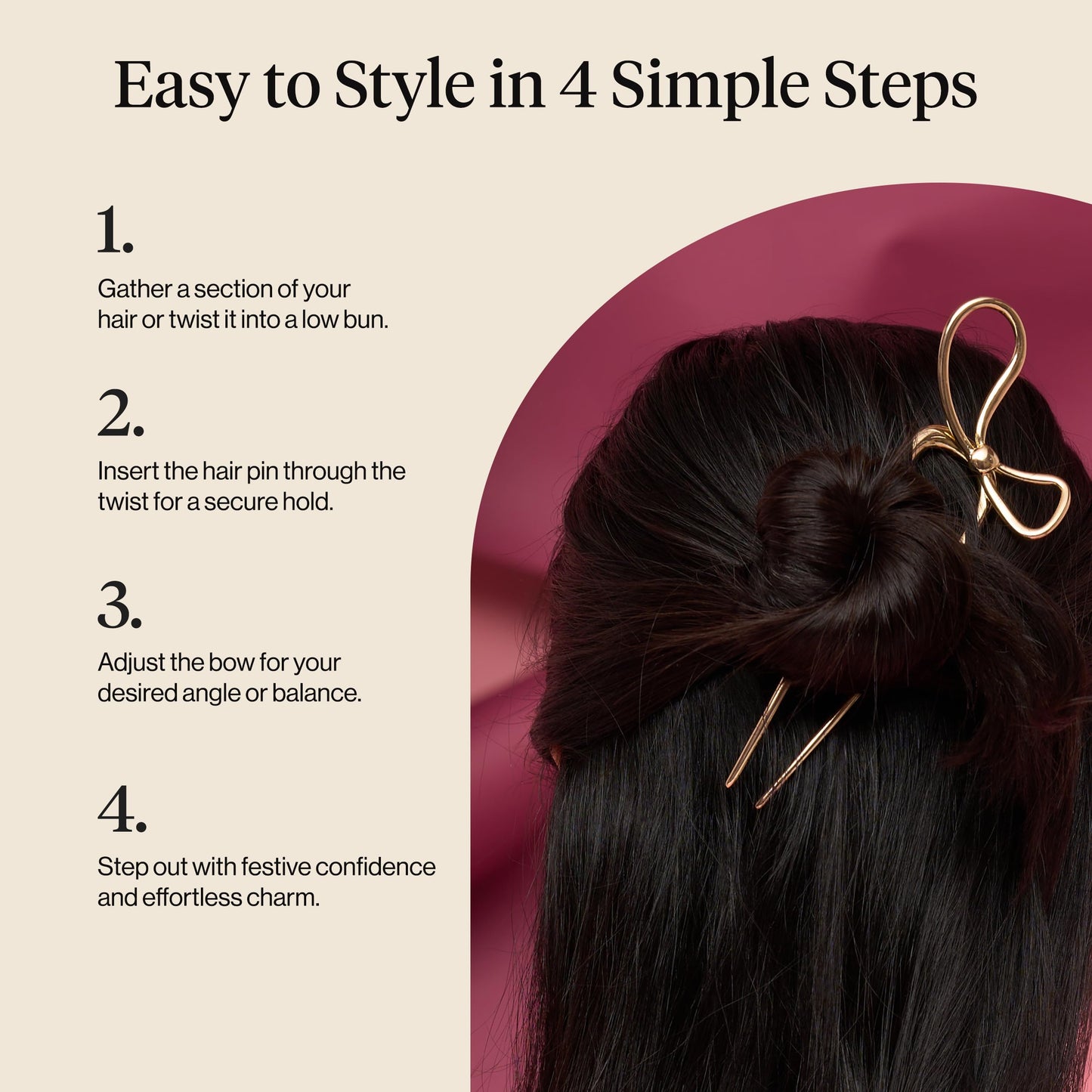 Kitsch Metal French Hair Pin for Women - Elegant Hair Accessories, Ideal for Buns & French Twist, Designed for a Secure, Comfortable Fit | Ideal Gifts for Women - Hematite