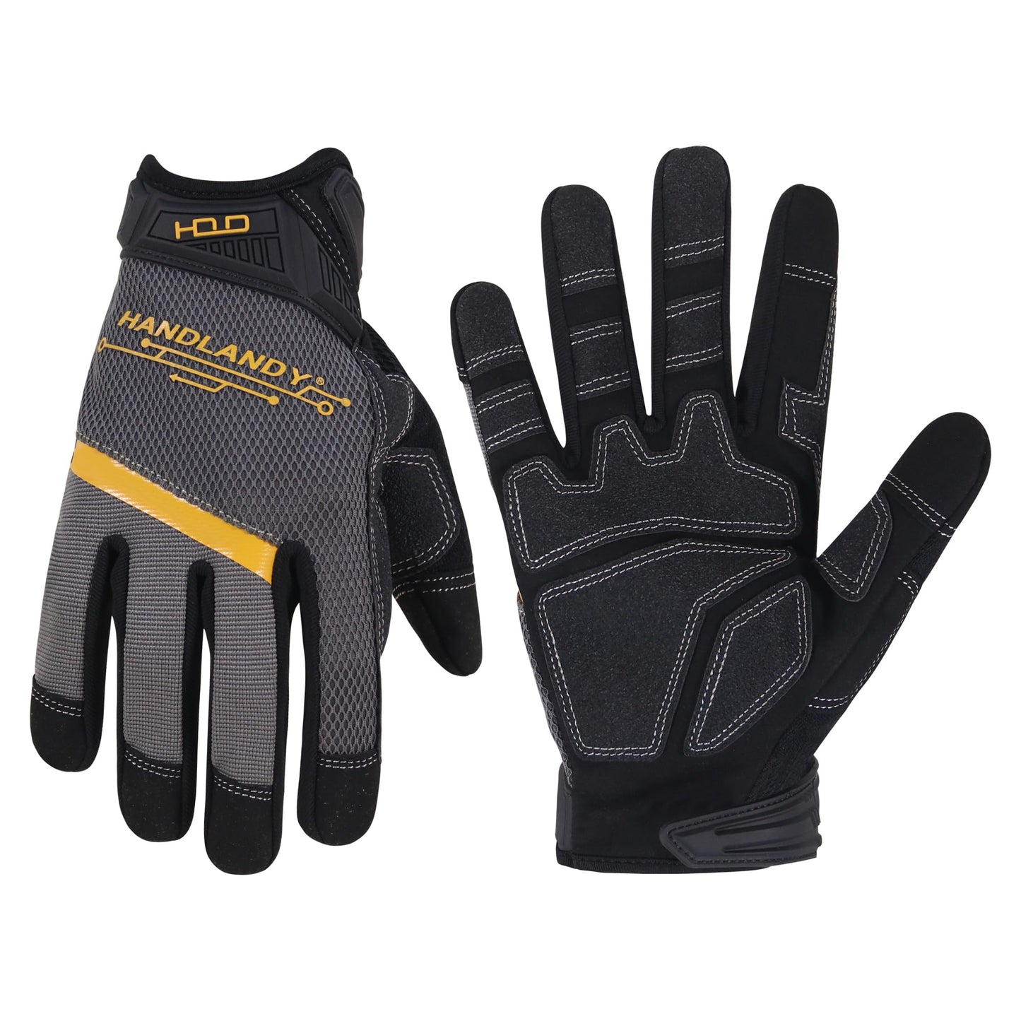 HANDLANDY Work Gloves for Men & Women, Utility Mechanic Working Gloves Touch Screen, Flexible Yard Work Gloves