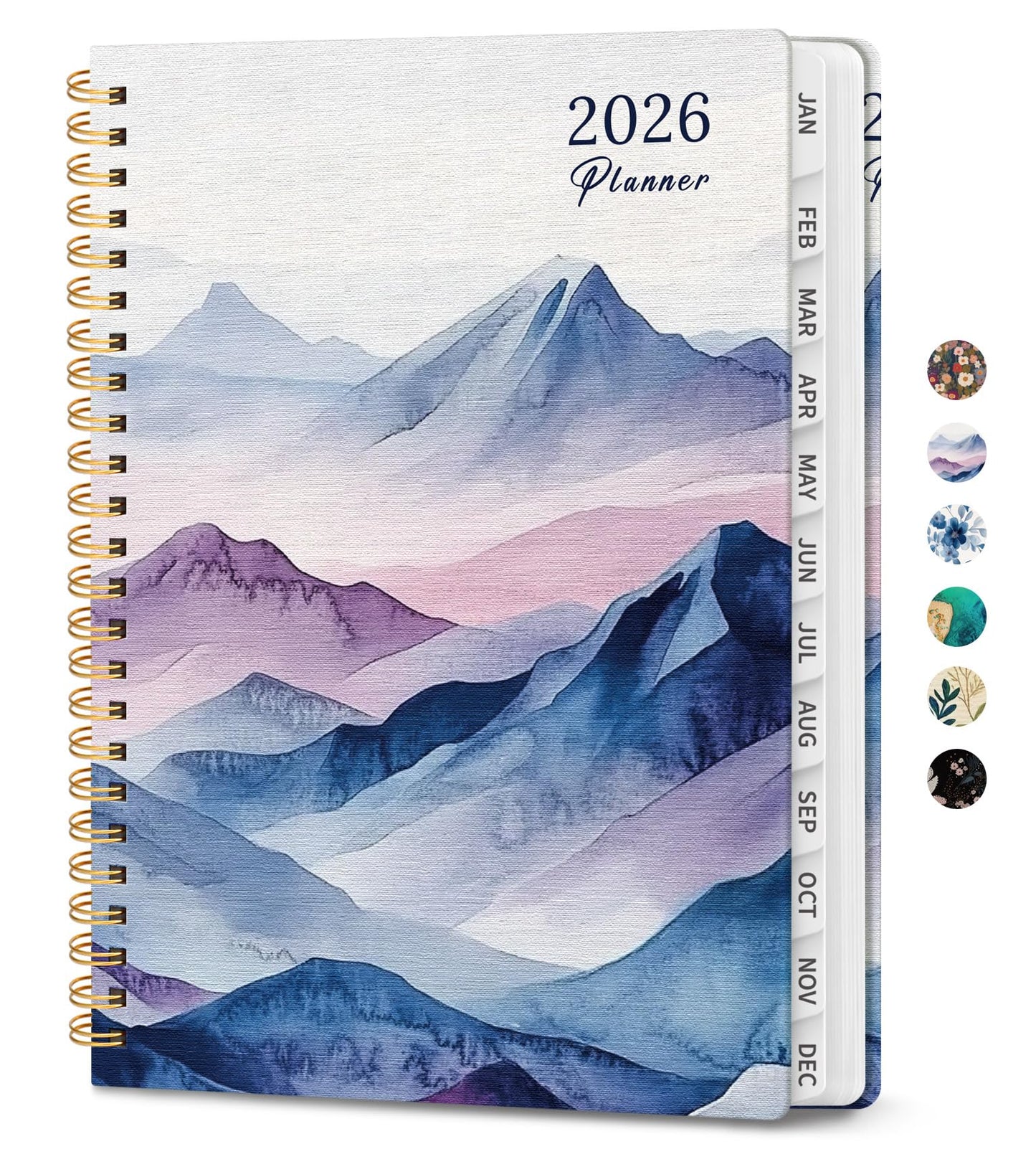 Hardcover 2026 Planner, Weekly and Monthly Calendar, Jan - Dec 2026 Planner Book with Tabs for Women, Inner Pocket, Spiral Bound, Perfect for Office/Home/School Supplies, Petals, A5, 6.3" x 8.5"