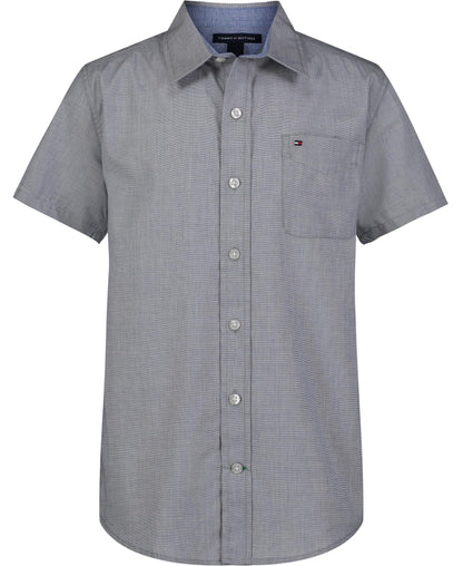 Tommy Hilfiger Boy's Short Sleeve Blue Skies Plaid Shirt (Big Kids)