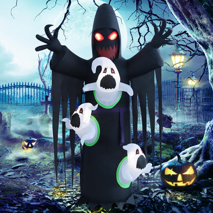 8ft Bat Pumpkin Row Stand Halloween Inflatable Outdoor Decoration, Yard Decorations with LED Lights for Outdoor Lawn, Garden, Home Holiday Party