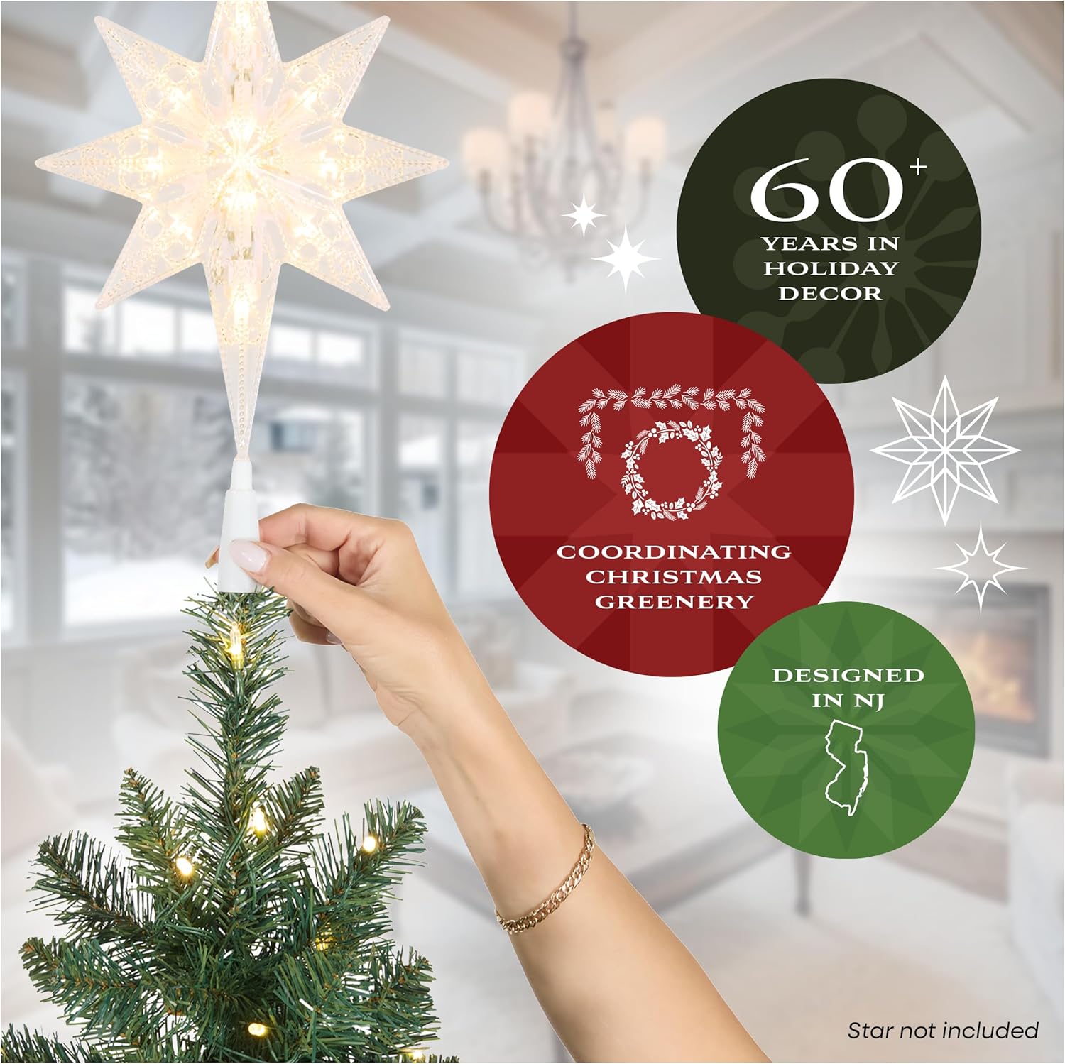 National Tree Company Artificial Pre-Lit Slim Christmas Tree, Green, Kingswood Fir, White Lights, Includes Stand, 6.5 Feet