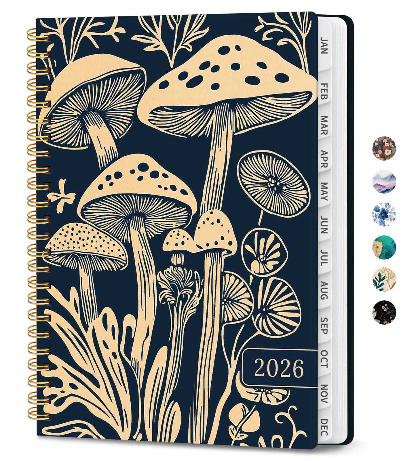 Hardcover 2026 Planner, Weekly and Monthly Calendar, Jan - Dec 2026 Planner Book with Tabs for Women, Inner Pocket, Spiral Bound, Perfect for Office/Home/School Supplies, Petals, A5, 6.3" x 8.5"