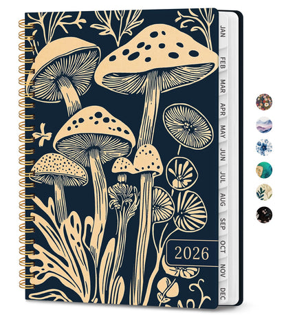 Hardcover 2026 Planner, Weekly and Monthly Calendar, Jan - Dec 2026 Planner Book with Tabs for Women, Inner Pocket, Spiral Bound, Perfect for Office/Home/School Supplies, Petals, A5, 6.3" x 8.5"