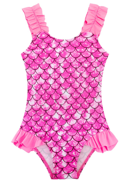 XiaoMoSha Girls One Piece Swimsuit Ruffled Straps Bathing Suits Summer Swim Suit Quick Dry Beach Swimwear for Kids 3-10 Years