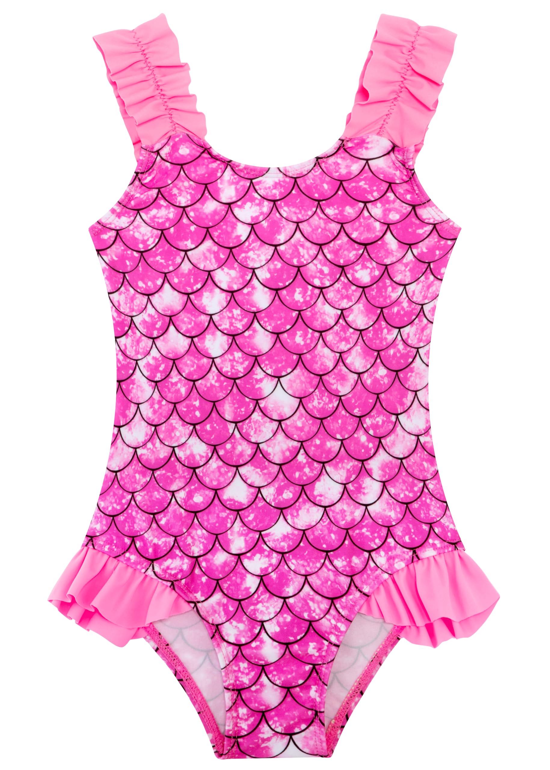XiaoMoSha Girls One Piece Swimsuit Ruffled Straps Bathing Suits Summer Swim Suit Quick Dry Beach Swimwear for Kids 3-10 Years