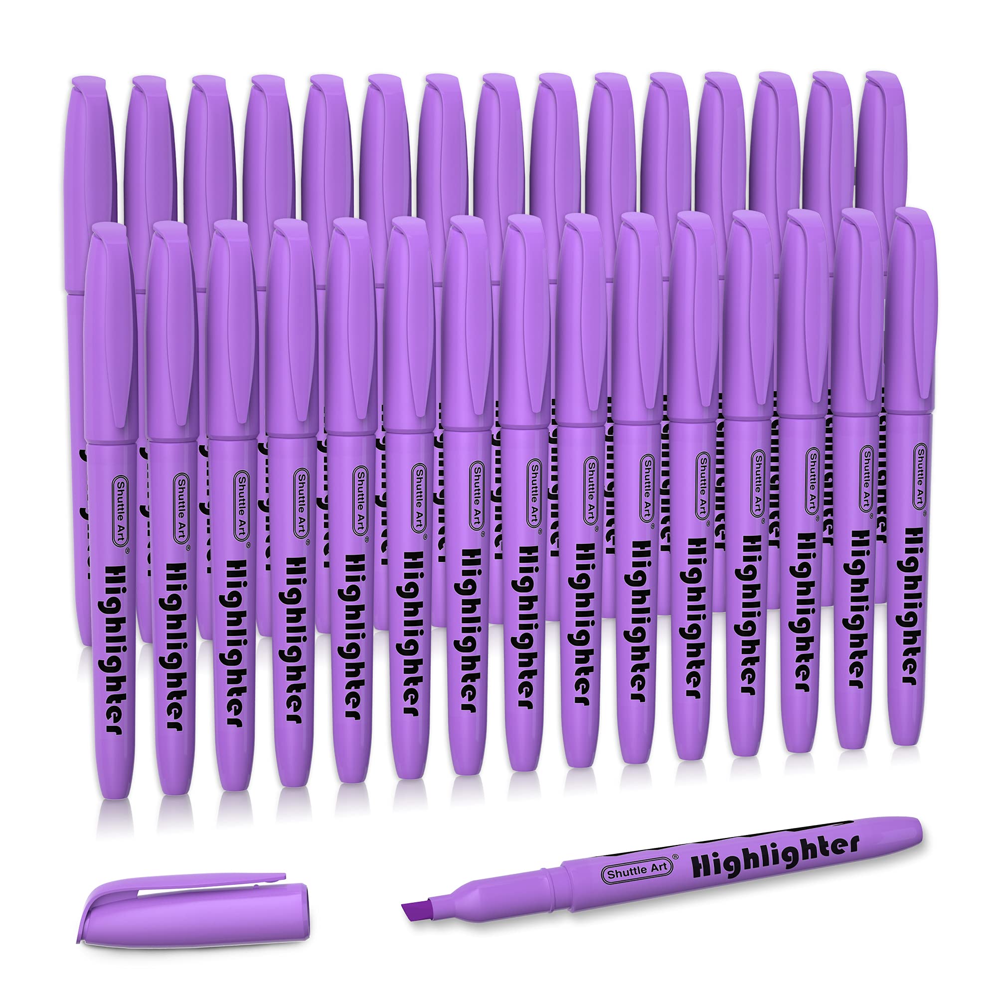 Shuttle Art Highlighters, 30 Pack Highlighters Bright Colors, Orange Colors Chisel Tip Dry-Quickly Non-Toxic Highlighter markers for Adults Kids Highlighting in the Home School Office