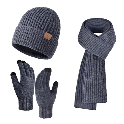 Men Women Winter Beanie Hats Scarf with Touchscreen Gloves Warm Knit Themal Gloves Long Scarf Set with Fleece Lined