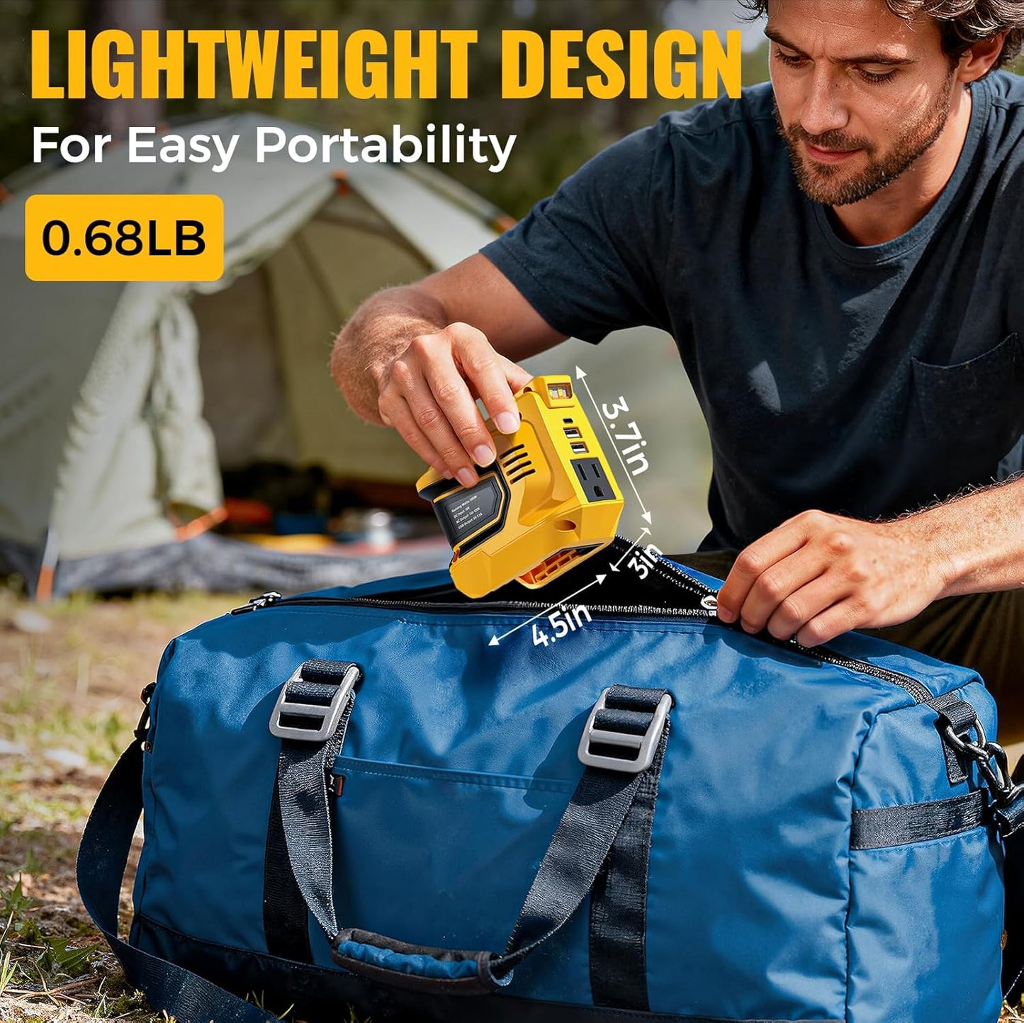 Real 200W Power Inverter Compatible With Dewalt, DC 20V to AC 110-120V Battery Inverter, LIVOWALNY Portable Power Station Generator, Charger Adapter Battery Powered with 2 USB & 1 Type-C & 1 AC Outlet