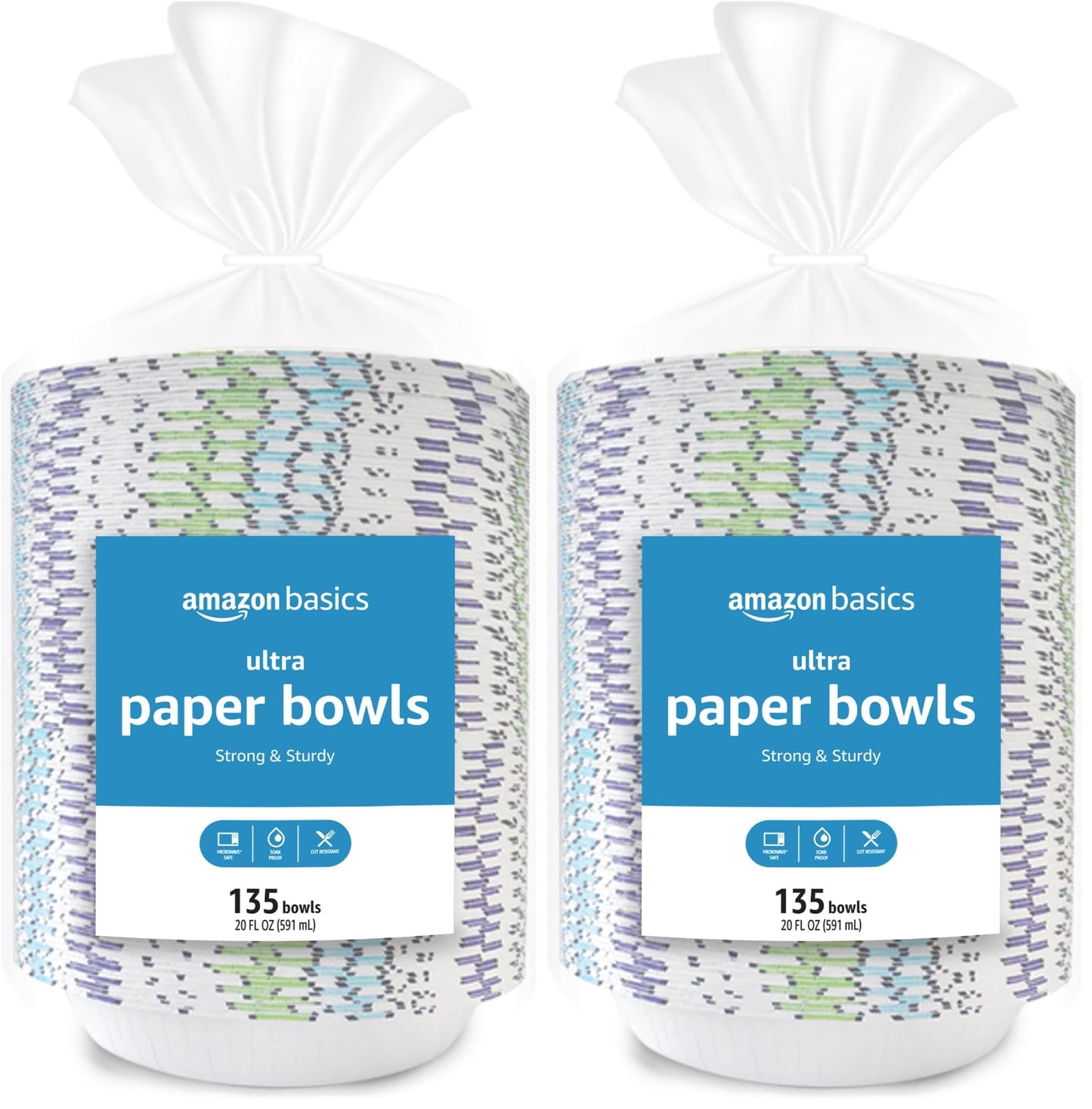 Amazon Basics Ultra Paper Bowls, 20 Oz, Disposable, 50 Count, White (1 pack of 50)