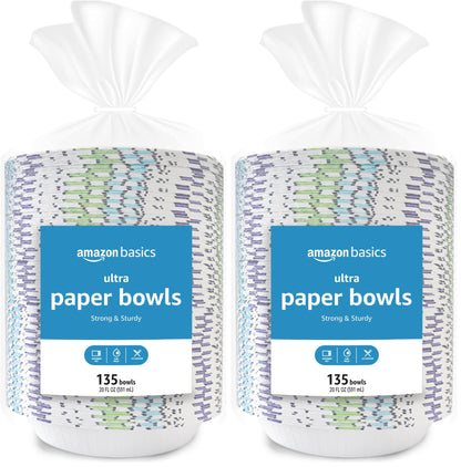 Amazon Basics Ultra Paper Bowls, 20 Oz, Disposable, 50 Count, White (1 pack of 50)