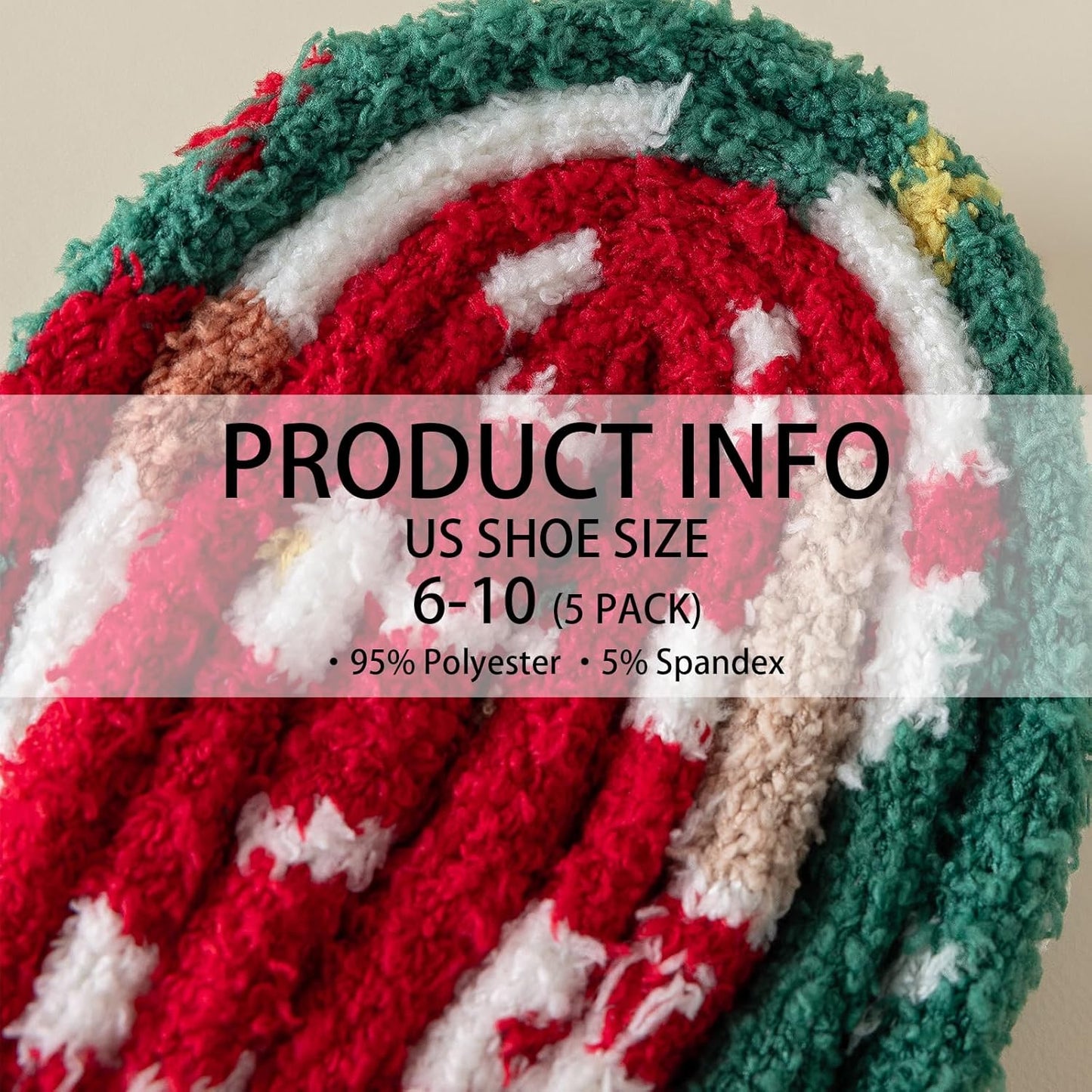 Pleneal Fuzzy Socks for Women - 5 Pairs Womens Christmas Fuzzy Socks, Warm Winter Fluffy Sock Christmas Accessories